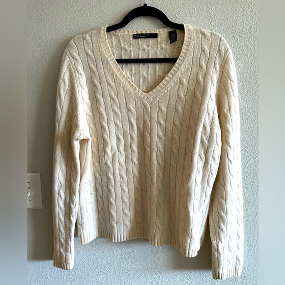 Lord & Taylor Sweaters - Cream / off white cashmere knit sweater lord and Taylor size XL